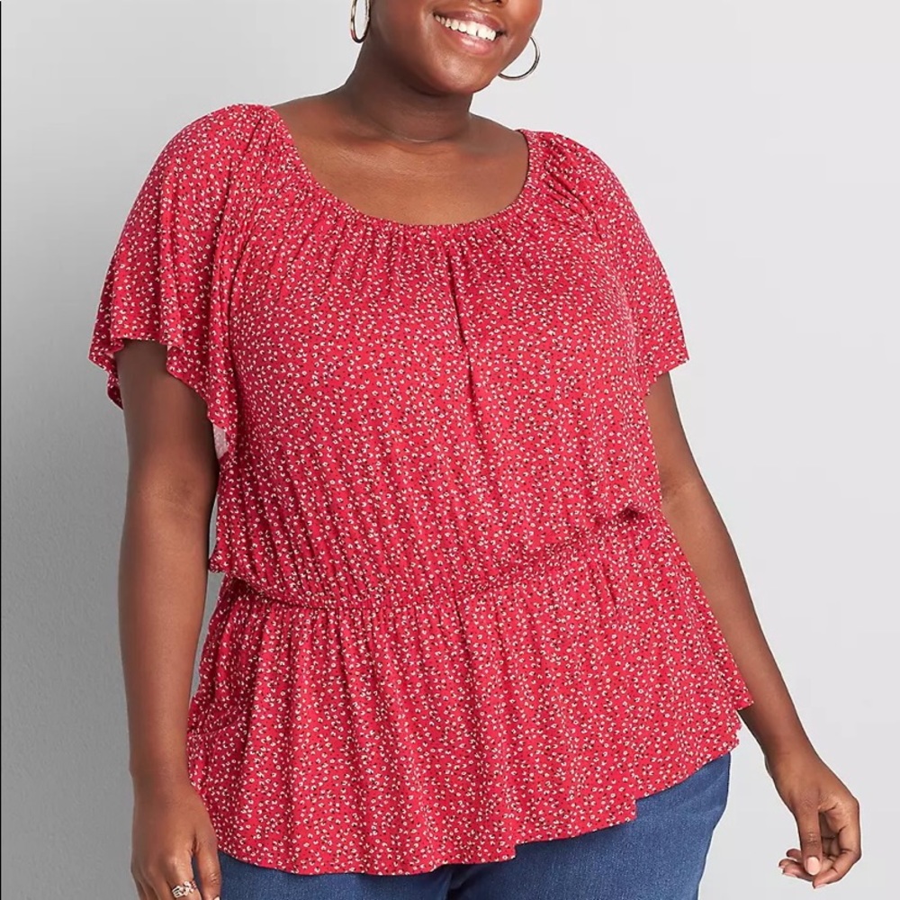 NWT red flutter cute top 22/24 Lane Bryant